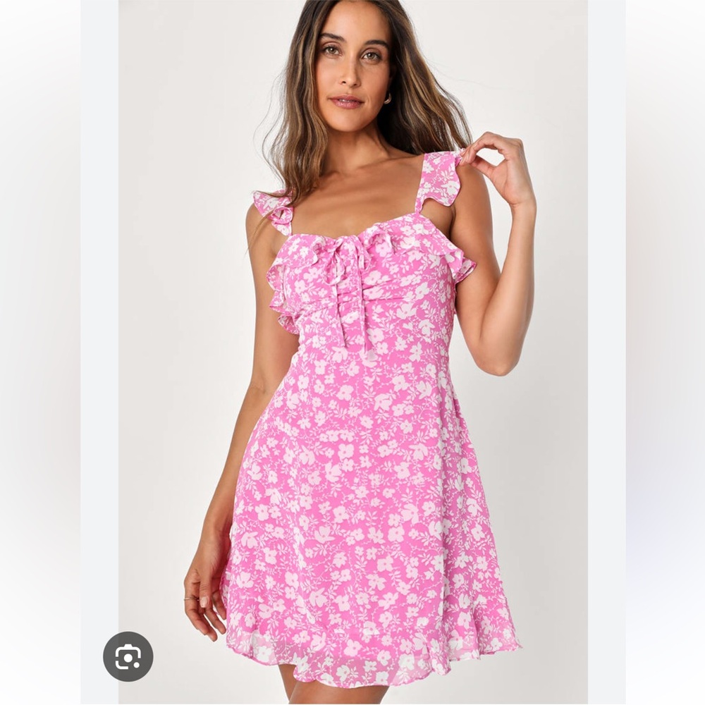 NWT Lulu's Pink Chemise with Ruffled Straps *NJ*